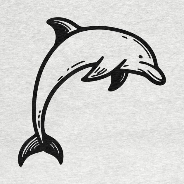 Stick Figure of a Dolphin in Black Ink by WelshDesigns